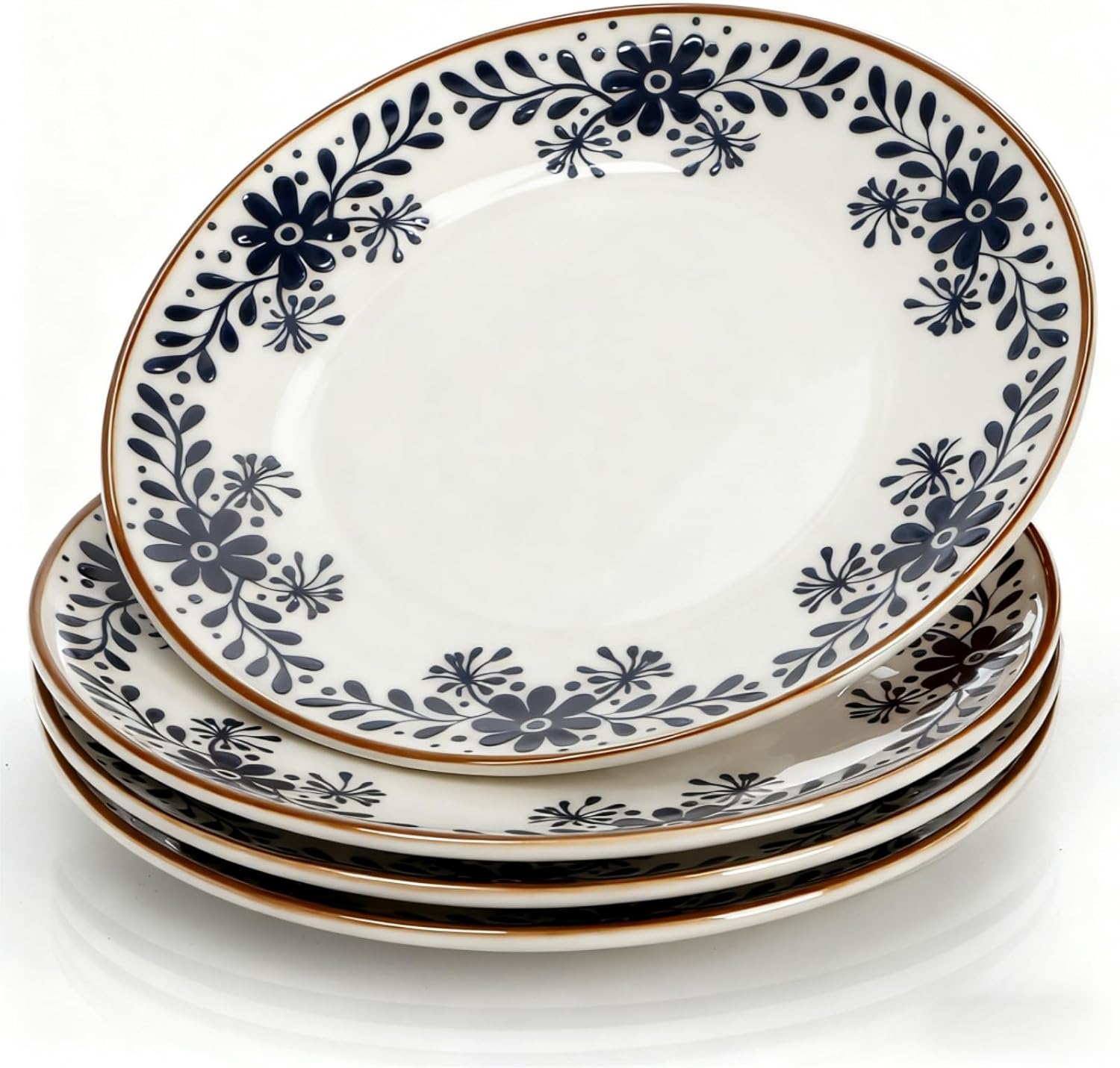 Blue Floral Ceramic Dinner Plates for Elegant Everyday Dining